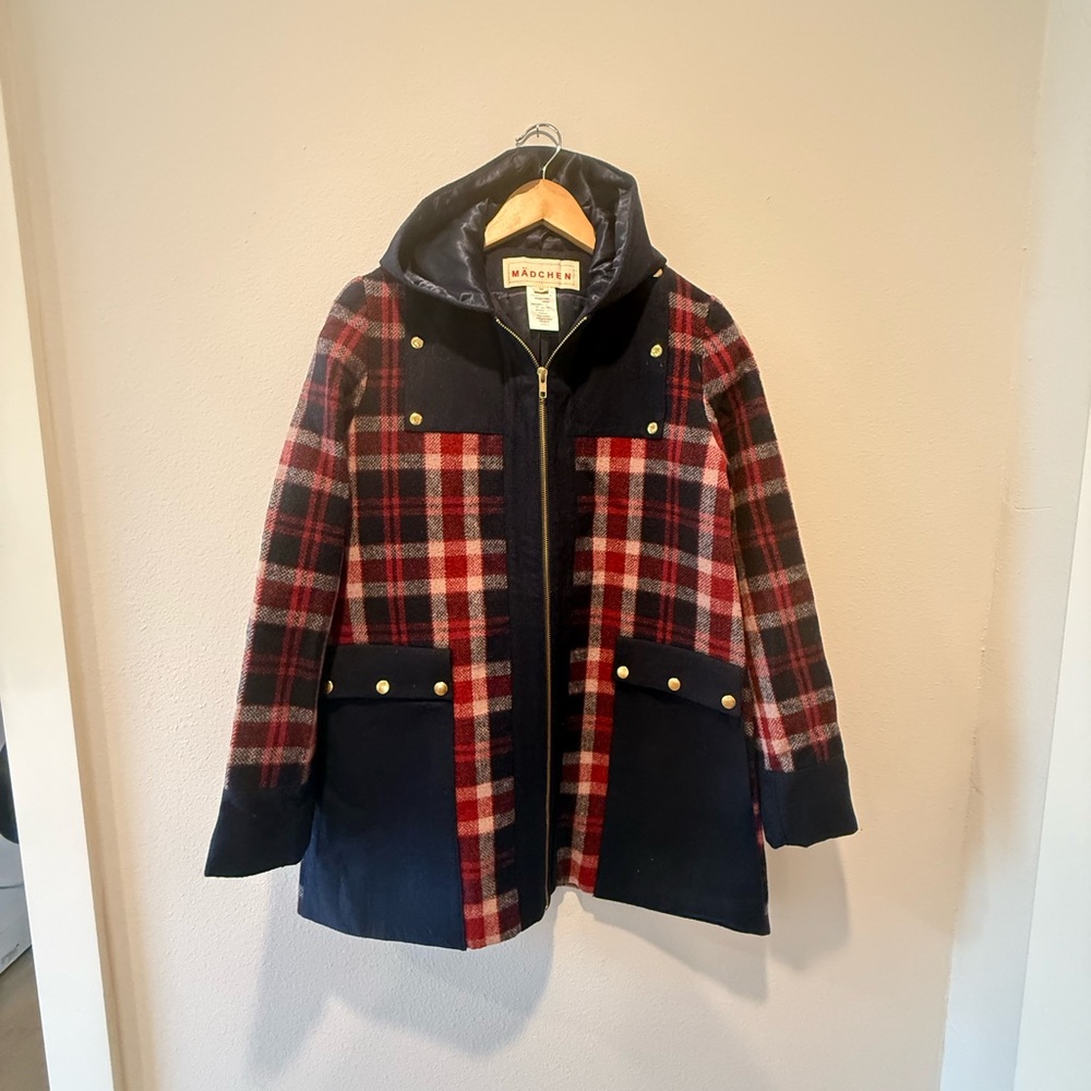 RARE Sold Out Anthropologie x Madchen Plaid Wool Coat Excellent Condition M